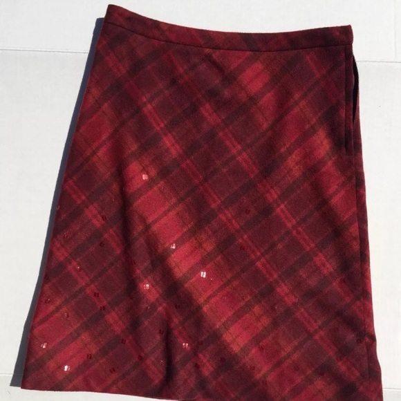 J.Crew enjoy Sz 8 Wool Blend red Lined Skirt Plaid - Picture 1 of 5